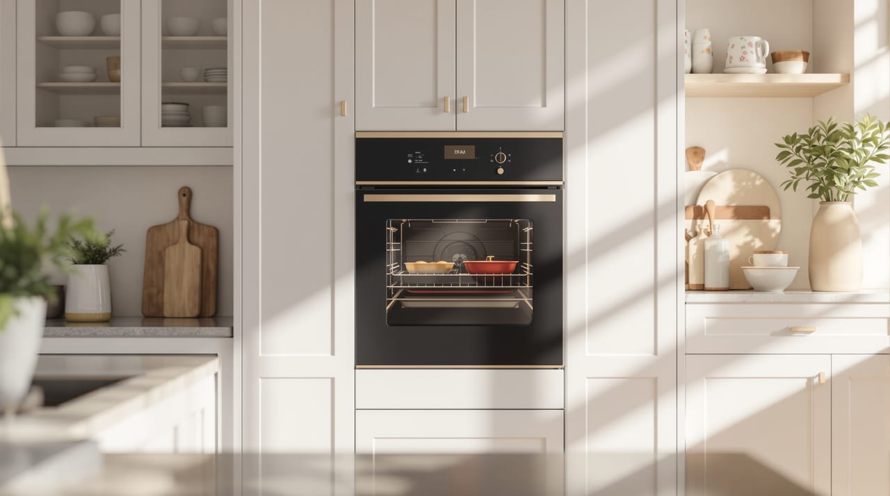 Eingebauter Backofen in einer hellen Küche