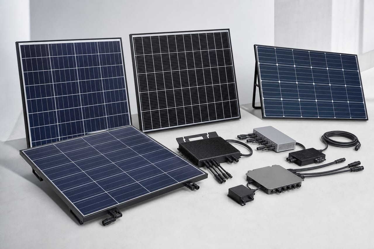 Balkonkraftwerk mit zwei Solarmodulen am Geländer eines Balkons