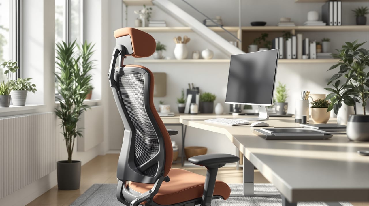 Ergonomischer Bürostuhl an einem Schreibtisch im Homeoffice