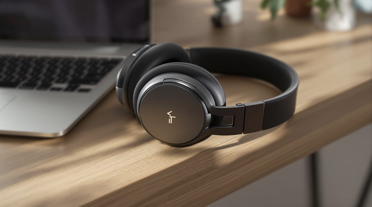 Over-Ear-Kopfhörer auf einem Schreibtisch - Symbolbild zum Kopfhörer-Test