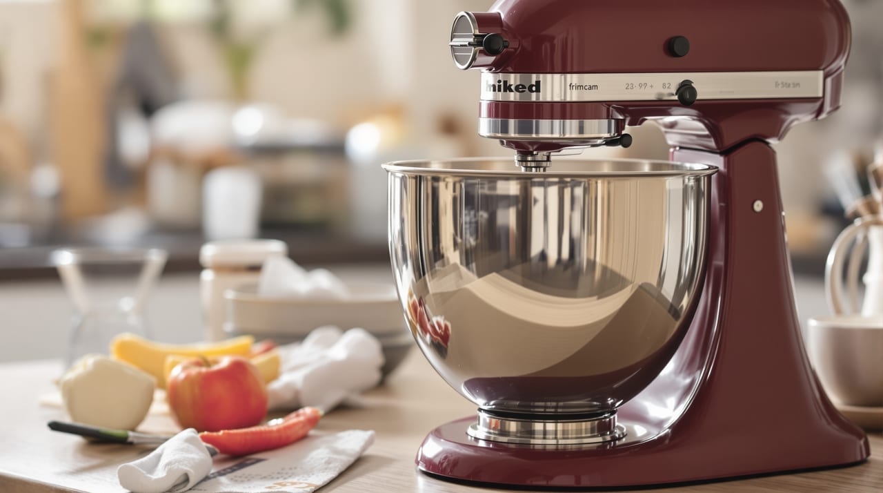 Küchenmaschine mit Rührschüssel auf der Arbeitsplatte
