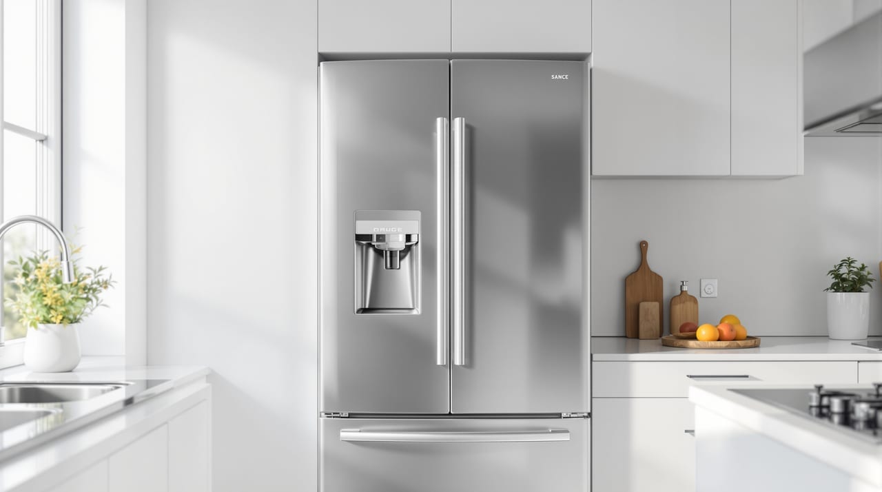 Moderner Kühlschrank in heller Küche
